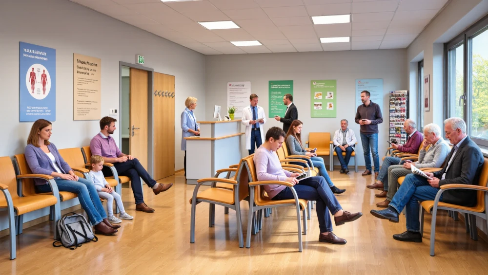 busy waiting room family doctor clinic
